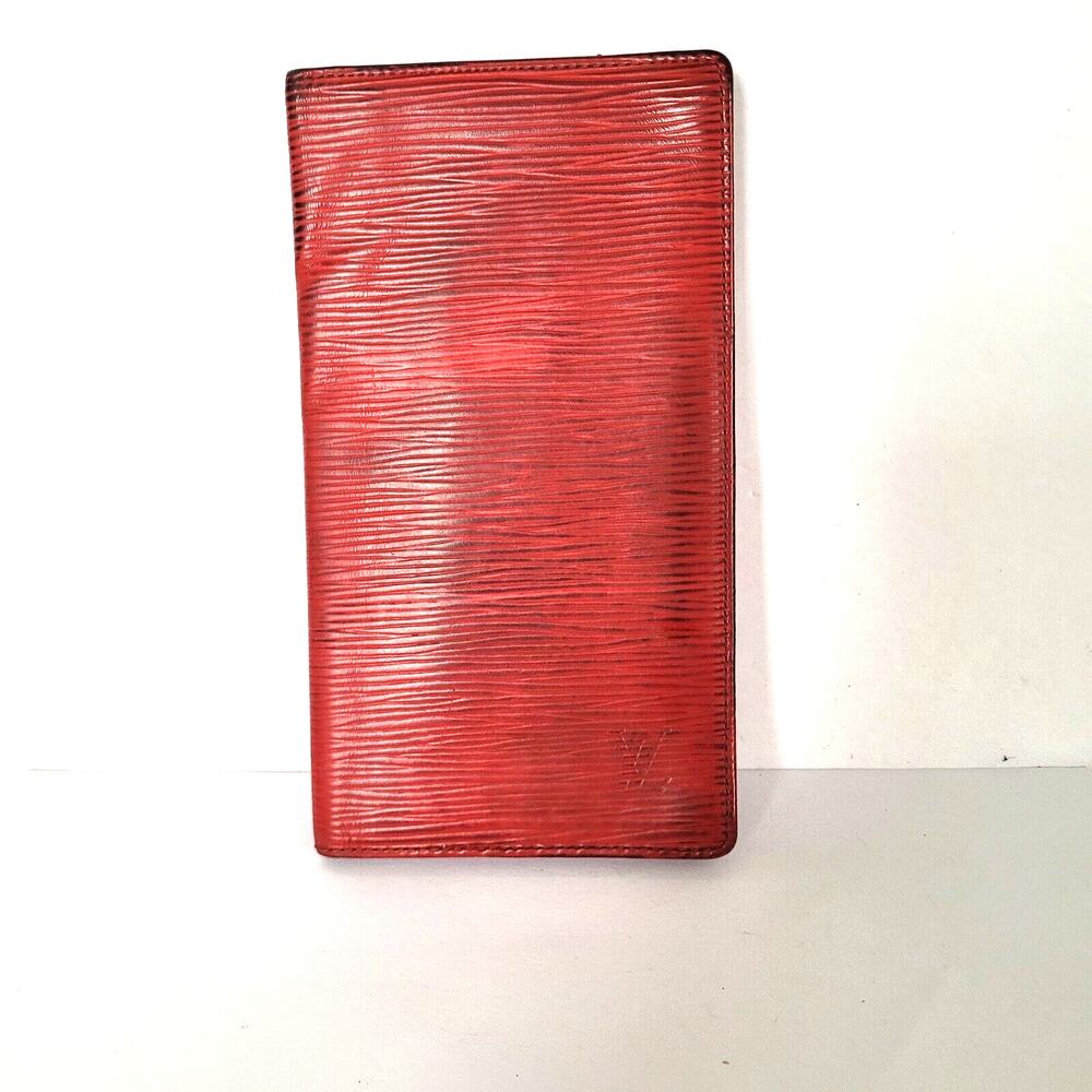 Louis Vuitton Vint Epi Cartes Crédit Wallet Long Card Holder Red Leather Retro